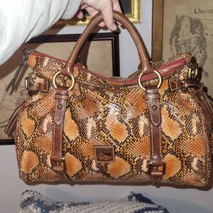 Dooney & Bourke Brown Snake Print Satchel